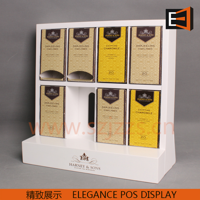 木質(zhì)臺面茶葉展示架白色